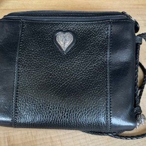 Vintage black leather Brighton cross-body bag